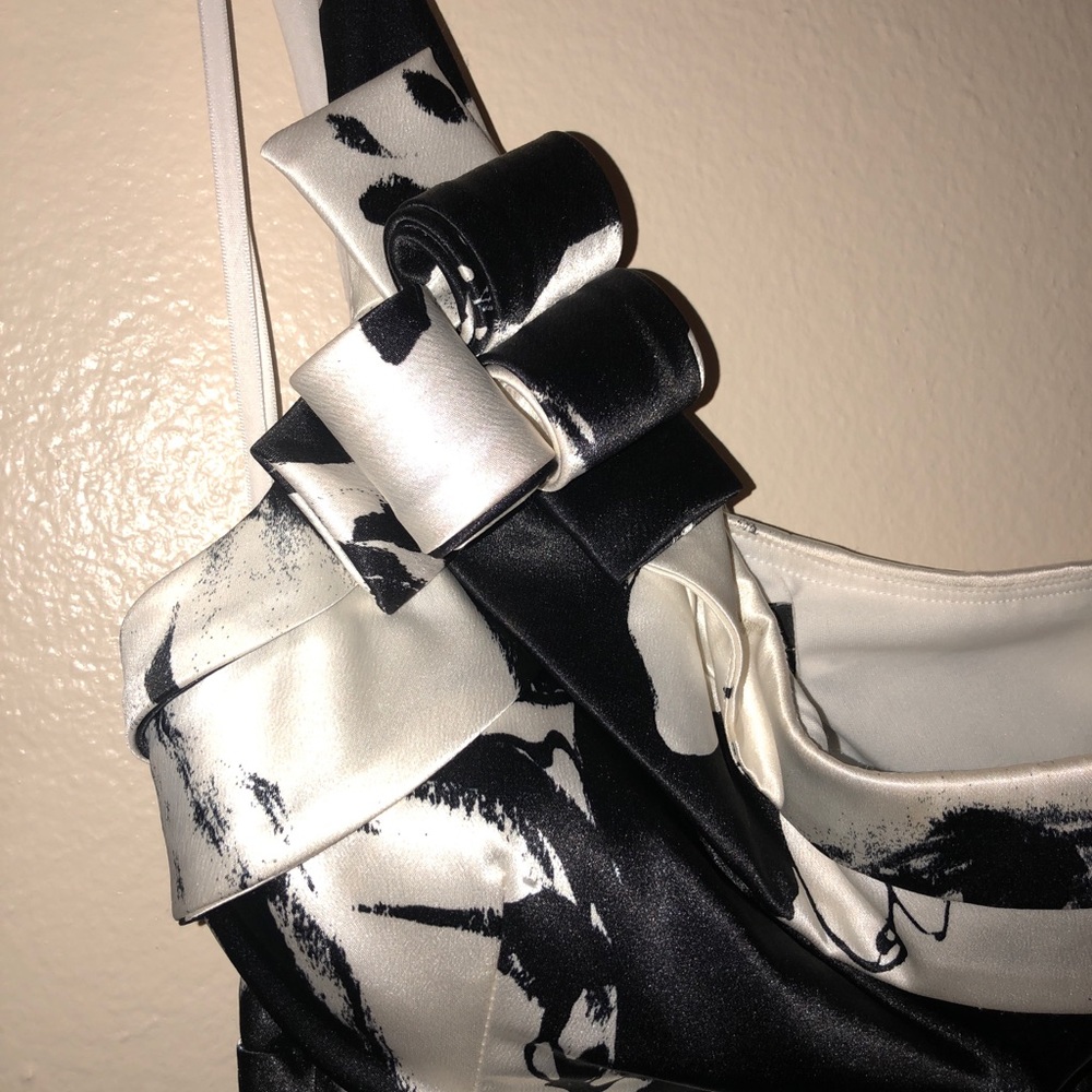 Black and White One Shoulder Prom Dress